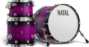 Natal KTW-T20-PM1 Caf Racer T20 Shell Pack 3 Piece Drum Set --- 12'' x 8'' Rack Tom / 14'' x 12'' Floor Tom / 20'' x 14'' Bass Drum - Purple Satin Fade Finish (New) (Retail Price $1,399.99)