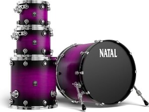 Natal KTW-UFX-PMN1 Caf Racer UFX Shell Pack 4 Piece Drum Set --- 12'' x 6.5'' Rack Tom / 12'' x 7'' Rack Tom / 16'' x 14'' Floor Tom / 22'' x 18'' Bass Drum - Purple Satin Fade Finish (New) (Retail Price $1,749.99)