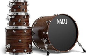 Natal KTW-UFX-VN1 Caf Racer UFX Shell Pack 4 Piece Drum Set --- 12'' x 6.5'' Rack Tom / 12'' x 7'' Rack Tom / 16'' x 14'' Floor Tom / 22'' x 18'' Bass Drum - Veneer Finish (New) (Retail Price $1,749.99)