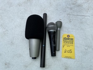 ASSORTED MICROPHONES - SHURE PG58 / ELECTRO VOICE 635A / SAMSON CO1 STUDIO CONDENSER / AUDIO TECHNICA