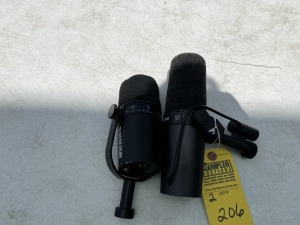 SHURE MICROPHONES WITH MOUNTING BRACKETS & WIND COVERS - SM7B / MV7