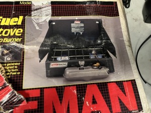 COLEMAN DUAL FUEL COMPACT 2-BURNER STOVE (NEW IN BOX / BOX ROUGH)