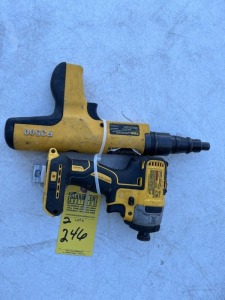 DEWALT TOOLS - P3500 .27 CALIBER SEMI-AUTO POWDER ACTUATED FASTENING TOOL / DCF887 1/4'' CORDLESS IMPACT DRIVER (BOTH GOOD CONDITION)