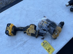 DEWALT TOOLS - DCS369 CORDLESS RECIPROCATING SAW WITH BATTERY / DCD711 1/2'' CORDLESS DRILL WITH BATTERY & CHARGER (BOTH GOOD CONDITION)