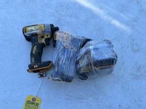 DEWALT TOOLS - DCF886 1/4'' CORDLESS IMPACT DRIVER WITH BATTERY & CHARGER / DCD709 1/2'' CORDLESS HAMMER DRILL (GOOD CONDITION)