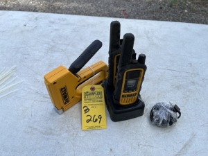 DEWALT TOOLS - 2- IP-67 WALKIE TALKIES WITH CHARGER & USB CORD / 1- DWHTTA 700 SERIES HAND STAPLER (ALL VERY GOOD CONDITION)