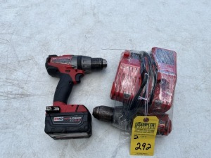 MILWAUKEE TOOLS - 2604-20 1/2'' HAMMER DRILL WITH BATTERY & CHARGER / 2703-20 1/2'' DRILL WITH BATTERY (BOTH GOOD CONDITION)