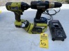 RYOBI TOOLS - P704 FLASHLIGHT / PCL235 IMPACT DRILL / P204 DRILL - 2 BATTERIES & CHARGER (ALL GOOD CONDITION) - 5