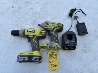 RYOBI TOOLS - P235 IMPACT DRILL / P277 1/2'' DRILL WITH BATTERY & CHARGER (BOTH GOOD CONDITION)