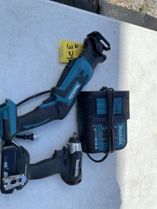 MAKITA TOOLS - XRJ01 RECIPROCATING SAW / XWT12 IMPACT DRILL WITH BATTERY & CHARGER (BOTH LIKE NEW CONDITION)