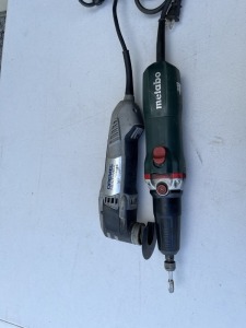 ASSORTED TOOLS - DREMEL MM45 MULTI-MAX CORDED OSCILLATING MULTI-TOOL / METABO GE950G PLUS CORDED ROTARY TOOL (BOTH GOOD CONDITION)