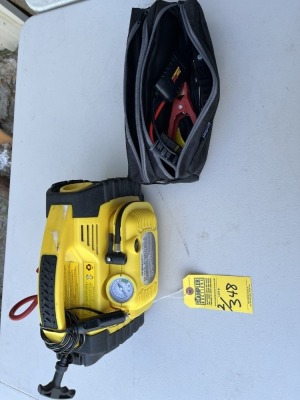 PIECES - RALLY 7471 8-IN-1 PORTABLE POWER SOURCE EMERGENCY COMPRESSOR WITH HAND GENERATOR - USB PORT / 140W INVERTER (LIKE NEW CONDITION) / EVERSTART TLJIKE BATTERY BOOSTER WITH POUCH - USB PORT / NO CHARGER (LIKE NEW CONDITION)