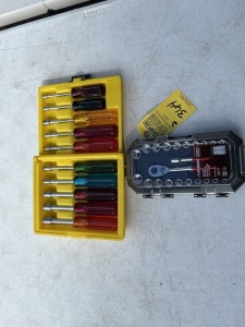 SETS - HUSKY 24-PIECE 1/4'' SOCKET & RATCHET SET (NEW) / XCELITE HS-6-16 10-PIECE HOLLOW SHAFT NUT DRIVER SET (LIKE NEW CONDITION)