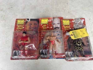 LEGENDS OF PROFESSIONAL WRESTLING - SIGNED NIKOLAI VOLKOFF / SIGNED IRON SHEIK / KAMALA (PACKAGE DAMAGED) - (ALL NEW)