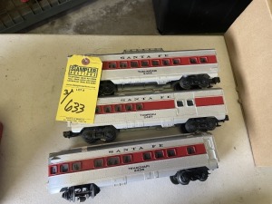 SANTA FE TRAIN CARS (FULL SIZE) - THOREAU 2407 / TEAACHAPI 2406 / TUCUMCARI 2404 (VERY GOOD CONDITION)