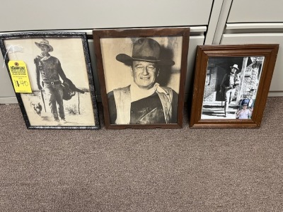 JOHN WAYNE FRAMED WESTERN PICTURES - BLACK & WHITE ***LOCATED IN DAVIE, FL***