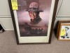 JOHN WAYNE FRAMED - HEADSHOT WITH WAGON & MOUNTAINS / STAINED - APPROXIMATELY 15x24 (BROKEN GLASS) ***LOCATED IN DAVIE, FL*** - 2