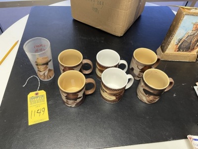 ASSORTED - 7- COFFEE CUPS / 1- GLASS ***LOCATED IN DAVIE, FL***