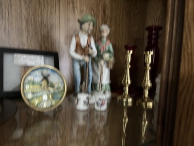 ASSORTED PIECES - CLOCKS, PORCELAIN STATUES, ETC