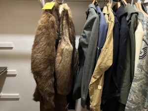 PIECES ASSORTED CLOTHING - FURS, JACKETS & MILITARY UNIFORMS