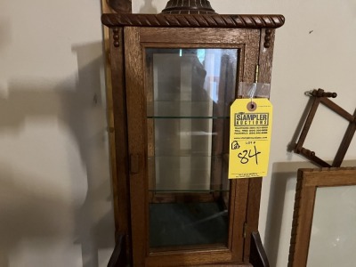 SMALL WOOD & GLASS DISPLAY CASES - APPROXIMATELY 22'' HIGH / APPROXIMATELY 23'' HIGH