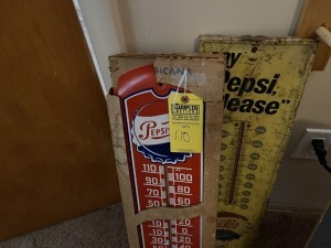 PEPSI TIN THERMOMETERS (1 IN POOR CONDITION / 1- NEW IN BOX)