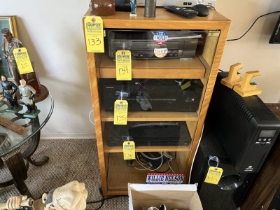 WOOD STEREO CABINET WITH 4 SHELVES