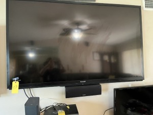 SHARP 70'' FLAT SCREEN TELEVISION WITH ONKYO 16'' SOUND BAR