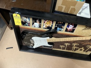 EAGLES AUTOGRAPHED SHADOW BOX - HOTEL CALIFORNIA FENDER STARCASTER AUTOGRAPHED BY ALL EAGLES - WITH CERTIFICATE OF AUTHENTICITY