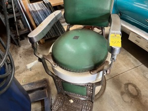 BARBER CHAIR WITH GREEN SEAT