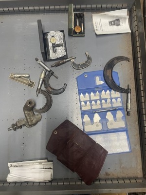 ASSORTED PIECES - SAW BLADES, RADIUS GAGE SETS, MICROMETERS, ETC