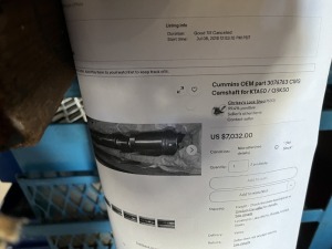 CUMMINS OEM 3076763 CAM SHAFT (EBAY PRICE $7,000)