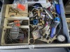 CONTENTS OF DRAWER 4 - 75+ ALLEN WRENCHES, 2 AIR CHUCKS WITH GAUGES, HUSKY AIR BLOWER, LARGE QUANTITY AIR FITTINGS, ETC