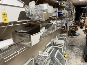 ASSORTED REFRIGERATOR DRAWERS, RACKS, COVERS & MORE