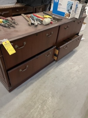 PIECES FURNITURE - WOOD DESK / CREDENZA WITH LATERAL FILE CABINET