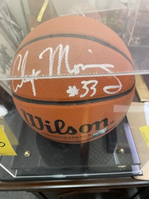 BASKETBALL IN CASE - SIGNED ALONZO MOURNING