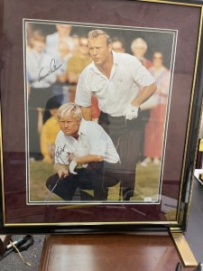 FRAMED PICTURE - SIGNED ARNOLD PALMER & JACK NIKLAUS - 28x24 - COA ON BACK