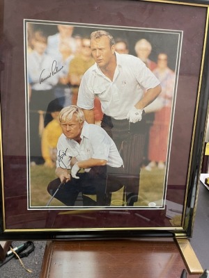 FRAMED PICTURE - SIGNED ARNOLD PALMER & JACK NIKLAUS - 28x24 - COA ON BACK