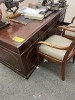 OFFICE SUITE - 1- DESK / 1- DESK CHAIR (WORN) / 2- CLIENT CHAIRS (ARMS WORN) - 2