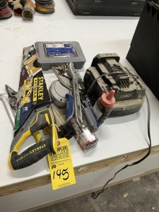 ASSORTED HAND TOOLS - SAW, HAMMER, SIDE CUTTER, ETC