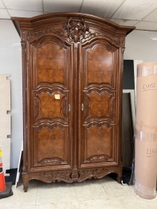 LARGE CARVED WOOD CABINET - APPROXIMATELY 103''H x 67''W x 32''D