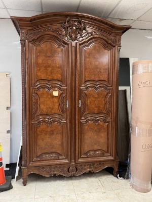 LARGE CARVED WOOD CABINET - APPROXIMATELY 103''H x 67''W x 32''D