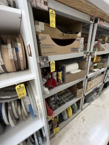 LOT CONTENTS SHELVING UNIT #1 - CAR WASH, FIX-A-FLAT, PAPER TOWELS, ETC