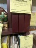 ASSORTED PIECES - 4- BOOKS / 1- FAKE WOOD BOOK / 1- FOLDABLE CHECKERS BOARD - 3