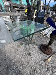 WROUGHT IRON TABLE WITH GLASS TOP