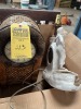 ASSORTED PIECES - WESTERN THEME CLOCK WITH LAMP / WOOD & WICKER CLOCK