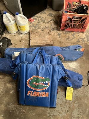 GATOR ITEMS - 2- FOLDING CAMP CHAIRS / 2- STADIUM SEATS