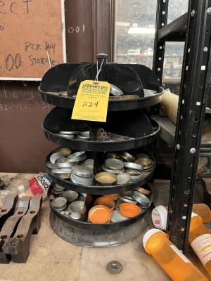 BLACK METAL SPINNING DISPLAY UNIT WITH COMPARTMENTS