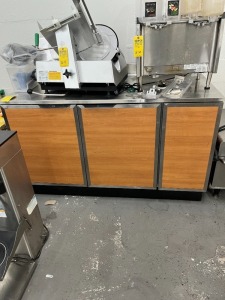 COUNTER HEIGHT CABINET WITH STAINLESS STEEL TOP & ASSORTED SUPPLIES - 5'W x 30''D x 3'H
