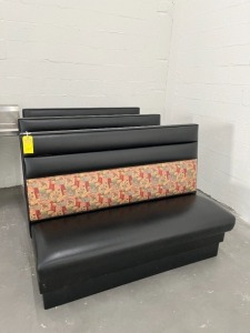 BLACK LEATHER-LIKE & MULTI-COLOR CLOTH BOOTH SEATING